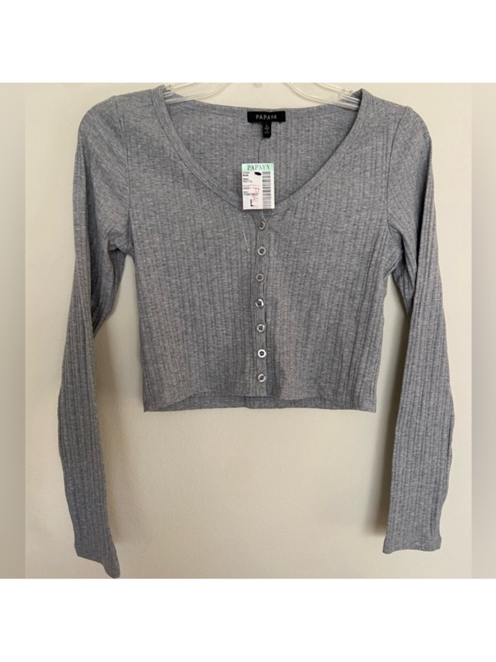 Papaya Heather Gray Ribbed Crop Top